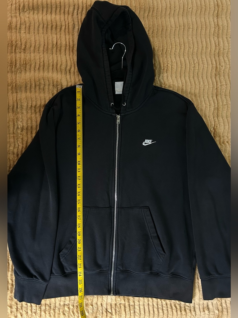 Nike Black Full-Zip Hooded Sweatshirt with White Logo - Picture 7 of 11
